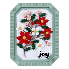 Load image into Gallery viewer, Spellbinders - Etched Dies - From Home For The Holidays - Poinsettia Spray. When assembled, this beautiful set of 10 thin metal cutting dies creates a lovely spray of Poinsettia blooms. Available at Embellish Away located in Bowmanville Ontario Canada. Card example by brand ambassador.