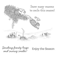 Load image into Gallery viewer, Monica, Maxwell, Friend, Muzzy and Amanda are having SNOW MUCH FUN using a branch to dive into the snowbanks. At Embellish Away in Ontario Canada.