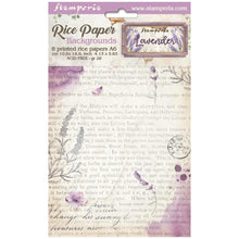 將圖片載入圖庫檢視器 Stamperia - Assorted Rice Paper Backgrounds A6 - 8/Sheets - Lavender. Rice papers are wafer thin and can be used for wrapping, decoupage, painting, molding and are perfect for mixed media projects and other paper crafts. Available at Embellish Away located in Bowmanville Ontario Canada.