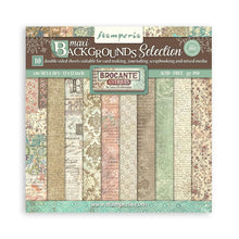 Load image into Gallery viewer, Stamperia - Maxi Backgrounds Double-Sided Paper Pad 12"X12" - 10/Pkg - Brocante Antiques. The perfect addition to your cards, scrapbooks and other paper crafts! This package contains 10 12x12 inch sheets of double-sided paper. Acid free. Available at Embellish Away located in Bowmanville Ontario Canada.