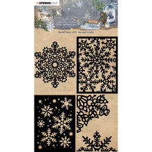 Charger l'image dans la galerie, Studio Light - Jenine's Mindful Art 5.11"X7" - Stencil Nr. 240 - Snowflake ATC Backgrounds. Use with your favorite inks, embossing pastes, glitter pastes, texture pastes, paper glazes, paints, sprays, and other crafting mediums (sold separately). Available at Embellish Away located in Bowmanville Ontario Canada.