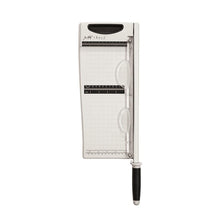 Load image into Gallery viewer, Tim Holtz - Maxi Guillotine - 12.25". Perfect for cutting paper and cardstock! This 8x19x3 inch package contains one 12.25 inch maxi guillotine. Measurements in both inches & metric. Paper guard protects fingers and prevents paper movement. Available at Embellish Away located in Bowmanville Ontario Canada.