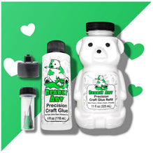 Load image into Gallery viewer, Bearly Art - Precision Craft Glue - The Bundle. 4 FL Oz, Tip Kit, Tip Cap, 11 FL Oz Bear Refill. CLEAR & FAST-DRYING, MULTIPLE-SIZED TIPS, WRINKLE & CLUMP RESISTANT, NON-TOXIC & FREEZE/THAW STABLE. Available at Embellish Away located in Bowmanville Ontario Canada.
