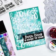 Load image into Gallery viewer, Catherine Pooler - Cover Plate Die - Belly Laughs. Perfect embossed in sparkly holiday colors or just left white to add interest to your project background. Try embellishing one of the snowflakes for a pop of holiday magic! Available at Embellish Away located in Bowmanville Ontario Canada. Card design by brand ambassador.