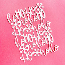 Load image into Gallery viewer, Catherine Pooler - Cover Plate Die - Belly Laughs. Perfect embossed in sparkly holiday colors or just left white to add interest to your project background. Try embellishing one of the snowflakes for a pop of holiday magic! Available at Embellish Away located in Bowmanville Ontario Canada. Die cut example.