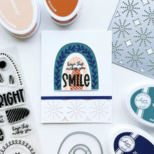 Charger l'image dans la galerie, Catherine Pooler - Cover Plate Die - Rays of Light. Add fun texture to your next card with the Rays of Light Cover Plate. This sun ray pattern die will be perfect white on white or with a wisp of color blended over top. Available at Embellish Away located in Bowmanville Ontario Canada. Card example by brand ambassador.