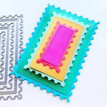 Cargar imagen en el visor de la galería, Catherine Pooler - Dies - Notecard Postage. Create the perfect layers for Notecard Sized cards with the Notecard Postage Dies. This set of dies are similar to our classic Postage Stamp Dies but in a fun 3.5 x 5" card size. Use the cut out layers to build a quick and easy card. You can also use these layers on both standard A2 and Slimline cards making these dies a staple for your crafty stash. Available at Embellish Away located in Bowmanville Ontario Canada.