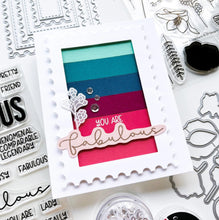 Cargar imagen en el visor de la galería, Catherine Pooler - Dies - Notecard Postage. Create the perfect layers for Notecard Sized cards with the Notecard Postage Dies. This set of dies are similar to our classic Postage Stamp Dies but in a fun 3.5 x 5" card size. Use the cut out layers to build a quick and easy card. You can also use these layers on both standard A2 and Slimline cards making these dies a staple for your crafty stash. Available at Embellish Away located in Bowmanville Ontario Canada.
