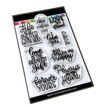 Cargar imagen en el visor de la galería, Catherine Pooler - Sentiments Stamp Set - Forever Yours. When making cards for Valentine's Day, you need a just right sentiment for everyone you love. Enter the Forever Yours Sentiments Stamp Set. Available at Embellish Away located in Bowmanville Ontario Canada.