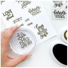 Cargar imagen en el visor de la galería, Catherine Pooler - Sentiments Stamp Set - Forever Yours. When making cards for Valentine's Day, you need a just right sentiment for everyone you love. Enter the Forever Yours Sentiments Stamp Set. Available at Embellish Away located in Bowmanville Ontario Canada.