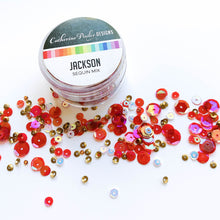 Cargar imagen en el visor de la galería, Catherine Pooler - Sequin Mix - Jackson. The mountain town of Jackson, Wyoming is the home of National Parks and a playground for outdoor living, arts and culture. This city is full of Bohemian style and is the perfect name for this blend of sequins. The Jackson Sequin mix is a mix of warm Rouge and shimmery Sangria with a pop of antique and rustic gold. Available at Embellish Away located in Bowmanville Ontario Canada.