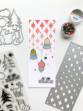 Cargar imagen en el visor de la galería, Catherine Pooler - Slimline Cover Plate Die - Marquise. The Marquise Slimline Cover Plate die has a gradient diamond pattern that mirrors the shape of a marquise cut. This cover plate will add wonderful texture to a classy card just layered on white over white. You could also blend some colors behind it to create a sparkly bit of movement on your card. The Marquise Slimline Die measures 3.5" x 8.5". Available at Embellish Away located in Bowmanville Ontario Canada. Card By Catherine Pooler