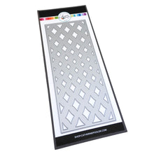 Cargar imagen en el visor de la galería, Catherine Pooler - Slimline Cover Plate Die - Marquise. The Marquise Slimline Cover Plate die has a gradient diamond pattern that mirrors the shape of a marquise cut. This cover plate will add wonderful texture to a classy card just layered on white over white. You could also blend some colors behind it to create a sparkly bit of movement on your card. The Marquise Slimline Die measures 3.5" x 8.5". Available at Embellish Away located in Bowmanville Ontario Canada.