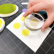 गैलरी व्यूवर में इमेज लोड करें, Catherine Pooler - Template Stencil - 1.5" Circle. Create patterned stamped backgrounds with ease using the new Circle Template. These templates come in three sizes and will help you when you are looking to evenly space various sized stamped images. You can also blend over these templates with color, using them as a circle stencil or use the edge to make a lovely scalloped motif. Stencil is 6 x 6" in size. Available at Embellish away located in Bowmanville Ontario Canada.