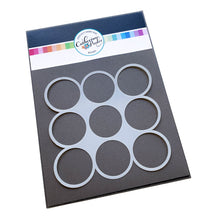 गैलरी व्यूवर में इमेज लोड करें, Catherine Pooler - Template Stencil - 1.5" Circle. Create patterned stamped backgrounds with ease using the new Circle Template. These templates come in three sizes and will help you when you are looking to evenly space various sized stamped images. You can also blend over these templates with color, using them as a circle stencil or use the edge to make a lovely scalloped motif. Stencil is 6 x 6" in size. Available at Embellish away located in Bowmanville Ontario Canada.