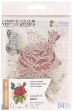 Load image into Gallery viewer, Couture Creations - Stamp and Colour - Rose. This beautiful four piece Rose Stamp and Colour Set which is part of the “Vintage Blooms” collection will make a great addition and will be perfect for cards and projects. Approx. 100 x 130mm | 3.9 x 5.1in. Available at Embellish Away located in Bowmanville Ontario Canada.