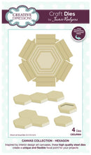 गैलरी व्यूवर में इमेज लोड करें, Creative Expressions - Jamie Rodgers Canvas Collection - Hexagon. Use the Creative Expressions Jamie Rodgers Canvas Collection Hexagon die set to create easy to build canvas and frame effects on your projects. They are easy to construct and incredibly versatile, simply fold on the score lines and glue to create focal points for your projects. Includes 4 dies. Size: 3.1" x 3.1". Available at embellishaway.ca in Bowmanville Ontario Canada.