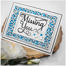 Charger l'image dans la galerie, Creative Expressions - Sue Wilson Dies - Noble Shadowed Sentiment - Missing You. Bold curly text in a good size the dies will add a great finishing touch to a card or as a main feature. Available at Embellish Away located in Bowmanville Ontario Canada. Card by brand ambassador.