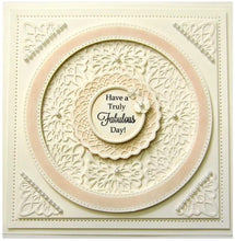 Charger l'image dans la galerie, Creative Expressions - Sue Wilson Dies - Striplet - Radiance. The Radiance Striplet provides a lovely backdrop for Gillian or any other die set in the centre of the frame. Sizes: Outside Frame: 2.10" x 6.15" Inside Pattern: 1.80" x 5.90" Available at Embellish Away located in Bowmanville Ontario Canada. Crad by brand ambassador.
