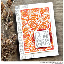 Charger l'image dans la galerie, Darkroom Door - Sentiment Stamp - Engagement. Darkroom Door Sentiment Stamps are mounted on cling foam. Use as an entire strip of sentiments on your cards and projects, or trim each sentiment into individual stamps. Available at Embellish Away located in Bowmanville Ontario Canada. Card by Rachel Greig.