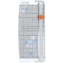 Load image into Gallery viewer, FISKARS-Euro Paper Trimmer. This trimmer features the triple track blade and rail system, a swing-out arm that extends the measuring deck to 15 inches, an ergonomic carriage for a better grip while cutting, and rubberized feet for stability. Available at Embellish Away located in Bowmanville Ontario Canada.