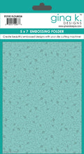 Cargar imagen en el visor de la galería, Gina K. Designs - Embossing Folder - Petite Flourish. Our embossing folders create deeply etched designs for a truly dimensional effect. They can also be used for a verity of fun cardmaking techniques. Embossing folders measure 5 x 7 inches. Available at Embellish Away located in Bowmanville Ontario Canada.