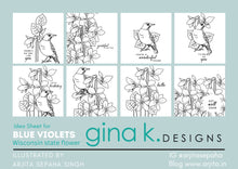 Load image into Gallery viewer, Gina K. Designs - Stamp & Die Set - Blue Violets. Blue Violet is a stamp set by Arjita Singh. This set is made of premium clear photopolymer and measures 6" X 8". The die set gives you the ability to cut out and layer, creating texture to your creation. Available at Embellish Away located in Bowmanville Ontario Canada. Idea Sheet by Arjita Sepha Singh