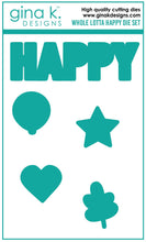 Charger l'image dans la galerie, Gina K. Designs - Stamp & Die Set - Whole Lotta Happy. Whole Lotta Happy is a stamp & Die set by Beth Silaika. Use the Die set to build up and create dimension plus easy to cut out even to use as silhouettes. Made in the USA. Available at Embellish Away located in Bowmanville Ontario Canada.