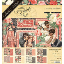 Cargar imagen en el visor de la galería, Graphic 45 - Collector's Edition Pack 8"X8" - Mon Amor. The perfect addition to your cards, scrapbooks and other paper crafts! This package contains 24 8x8 inch double-sided papers in 12 designs (two of each design). Archival quality. Made in USA. Available at Embellish Away located in Bowmanville Ontario Canada.