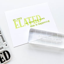 Charger l'image dans la galerie, Catherine Pooler - Sentiments Stamp Set - So Very Elated. The news is great...share in their excitement with the So Very Elated 3x4 Sentiments Stamp Set. Available at Embellish Away located in Bowmanville Ontario Canada.