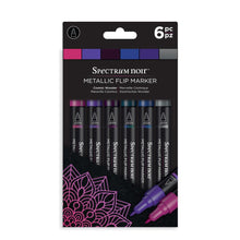 Charger l'image dans la galerie, Spectrum Noir - Metallic-Flip Markers - 6/Pkg - Cosmic Wonder. Create stunning iridescent designs with colors that flip and change as they catch the light! These special metallic markers produce a range of shimmering hues for varied effects on light or dark paper. Perfect for writing, lettering, doodling, embellishing and more! This set is six assorted colors. Imported. Available at Embellish Away located in Bowmanville Ontario Canada.