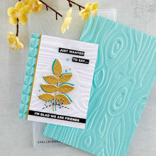 Cargar imagen en el visor de la galería, Spellbinders - 3D Embossing Folder - Knock On Wood. This has an intense wood grain designs. Texturize a surface of various card sizes from A2 to a Slimline. For detailed impression, lightly mist the cardstock on both sides with water before embossing. Available at Embellish Away located in Bowmanville Ontario Canada Card example by brand ambassador.