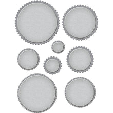 गैलरी व्यूवर में इमेज लोड करें, Spellbinders - Etched Dies By Becca Feeken - Postage Edge Circles. Postage Edge Circles Etched Dies are from the Postage Edge Shapes Collection by Becca Feeken and has eight thin metal cutting dies. Available at Embellish Away located in Bowmanville Ontario Canada.