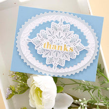 Load image into Gallery viewer, Spellbinders - Etched Dies By Becca Feeken - Postage Edge Ovals. Postage Edge Ovals Etched Dies are from the Postage Edge Shapes Collection by Becca Feeken and has six thin metal cutting dies. Available at Embellish Away located in Bowmanville Ontario Canada. card by brand ambassador.