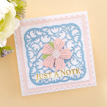 Load image into Gallery viewer, Spellbinders - Etched Dies By Becca Feeken - Postage Edge Squares. Postage Edge Squares Etched Dies are part of the Postage Edge Shapes Collection by Becca Feeken and has eight thin metal cutting dies. Available at Embellish Away located in Bowmanville Ontario Canada. Card example by brand ambassador.