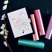 將圖片載入圖庫檢視器 Spellbinders - Glimmer Foil Variety Pack - 4/Pkg - Satin Pastels. Satin Pastels Variety Pack comes in four different colors. Each roll is 15-foot with a width of 5-inches. Colors include Pastel Peach, Pastel Lavender, Pastel Mint, and Pastel Pink. Available at Embellish Away located in Bowmanville Ontario Canada. Card example by brand ambassador.