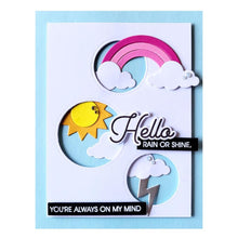 Load image into Gallery viewer, Spellbinders - Stamp & Die Set - I've Got You Covered. This set of 15 clear stamps includes 13 encouraging sentiments. Thinking of You and Hello are larger and in a narrow casual script font. The stamps work with an acrylic block and is made in the USA. Available at Embellish Away located in Bowmanville Ontario Canada. Card by brand ambassador.