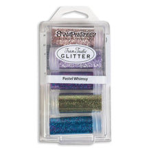 Load image into Gallery viewer, Stampendous - FranTastic Ultra Fine Glitter Kit - Pastel Whimsy. This kit contains 5 colors from Fran's new Frantastic mixes of our jewel, ultra fine glitters. One bottle each of Amber, Grapefruit, Silent Night, Blue Shimmer and Forest Green. Available at Embellish Away located in Bowmanville Ontario Canada.