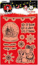 Charger l'image dans la galerie, Studio Light - ABM Clear Stamp - Christmas Snow Globe - Essentials - 148x210x1mm - 1 PC - nr.83. This set features a snow globe, a elf, snowflakes and a string of lights and also the perfect Christmas and Winter sentiments. 9 stamps. Size: 5.8x8.3 in. Available at Embellish Away located in Bowmanville Ontario Canada.
