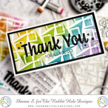 Cargar imagen en el visor de la galería, The Rabbit Hole Designs - 6x6 Stencil - Mid Century Modern #1. The Rabbit Hole Designs is proud to bring you our Made in the U.S.A 6x6 Stencils that will soon become an essential in your paper crafting and mixed media projects. You can paint, spray, mist, spritz, airbrush, sponge, doodle, mask, and so more! Available at Embellish Away located in Bowmanville Ontario Canada. Card design by Shanna S.