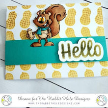 Charger l'image dans la galerie, The Rabbit Hole Designs - 6x6 Stencil 2 Layer's - Nutty. The Rabbit Hole Designs is proud to bring you our Made in the U.S.A 6x6 Stencils that will soon become an essential in your paper crafting and mixed media projects. 2 layers to create the perfect Peanut themed background. You can paint, spray, mist, spritz, airbrush, sponge, doodle, mask, and so more! Available at Embellish Away located in Bowmanville Ontario Canada. Card designed by .Deana.