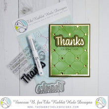 Charger l'image dans la galerie, The Rabbit Hole Designs - Die Set - Thanks - Scripty Word with Shadow. The Rabbit Hole Designs dies are made of durable 100% steel Usable in nearly every machine on the market! Use on cardstock, felt, fabric or shrink plastic. You can use wafer thin dies to cut, stencil, emboss and create! Made in the USA. Available at Embellish Away located in Bowmanville Ontario Canada. Card designed by Vanessa B.