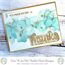 Charger l'image dans la galerie, The Rabbit Hole Designs - Die Set - Thanks - Scripty Word with Shadow. The Rabbit Hole Designs dies are made of durable 100% steel Usable in nearly every machine on the market! Use on cardstock, felt, fabric or shrink plastic. You can use wafer thin dies to cut, stencil, emboss and create! Made in the USA. Available at Embellish Away located in Bowmanville Ontario Canada. Card designed by Kim B.