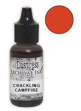 Charger l'image dans la galerie, Tim Holtz® Re-Inkers can be used to re-ink Distress Archival Ink Pads, which are sold separately. They are Acid Free, Non-Toxic and Fade Resistant. Package contains one Tim Holtz® Distress® Archival Re-Inker, 0.5 ounces. Available in assorted colors, each sold separately. Made in the USA. Available at Embellish Away located in Bowmanville Ontario Canada. Crackling Campfire.