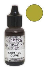 Charger l'image dans la galerie, Tim Holtz® Re-Inkers can be used to re-ink Distress Archival Ink Pads, which are sold separately. They are Acid Free, Non-Toxic and Fade Resistant. Package contains one Tim Holtz® Distress® Archival Re-Inker, 0.5 ounces. Available in assorted colors, each sold separately. Made in the USA. Available at Embellish Away located in Bowmanville Ontario Canada. Crushed Olive