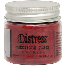 Load image into Gallery viewer, Tim Holtz - Distress Embossing Glaze - Fired Brick. Add dimension to your projects with new embossing glaze! These translucent embossing powders are ideal for layering on surfaces. This package contains .49oz of embossing glaze. Conforms to ASTM D 4236. Comes in a variety of colors. Each sold separately. Made in USA. Available at Embellish Away located in Bowmanville Ontario Canada.