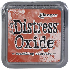 Load image into Gallery viewer, Tim Holtz - Distress Oxide Pad - Large. Create an aged look on papers, fibers, photos and more! This package contains one 2-1/4x2-1/4 inch ink pad. Comes in a variety of distressed colors. Each sold separately. Available at Embellish Away located in Bowmanville Ontario Canada. Crackling Campfire