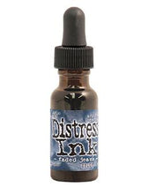 Charger l'image dans la galerie, Tim Holtz - Distress Reinker. Create an aged look on papers, fibers, photos and more! This package contains one 0.5oz bottle of distress ink. Acid free. Conforms to ASTM D4236. Comes in a variety of colors. Each sold separately. Available at Embellish Away located in Bowmanville Ontario. Faded Jeans