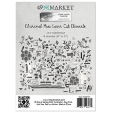 Load image into Gallery viewer, 49 And Market - Mini Laser Cut Outs - Color Swatch: Charcoal. 147 smaller elements on 4 sheets. There are precision-cut elements of foliage, florals, butterflies, tabs, borders, bows, frames, buttons, tickets, tags and journaling pieces. Available at Embellish Away located in Bowmanville Ontario Canada.
