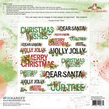 Cargar imagen en el visor de la galería, 49 And Market - Rub-Ons 12"X12" - Christmas Spectacular 2023 - Sentiments. One 12"x12" sheet of rub-on transfers. A variety of various sentiments in black and white. They can be applied to a variety of clean surfaces for a unique and beautiful effect. Available at Embellish Away located in Bowmanville Ontario Canada.
